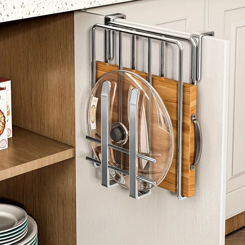 Stainless Steel Double-Layer Kitchen Storage Rack – Cutting Board, Drainer, and Household Organizer Underneath the Cabinet