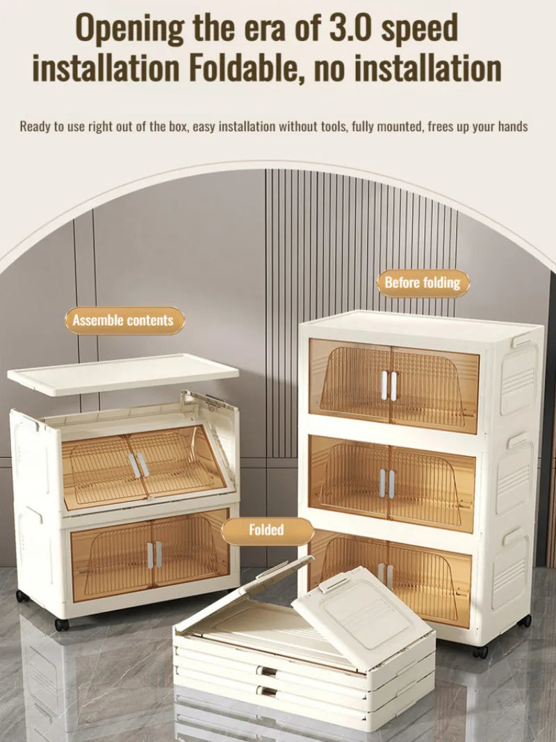 Multifunctional Foldable Storage Cabinet Children's Closet Large Capacity Space Closet Organizer Living Room Sundries Cabinet
