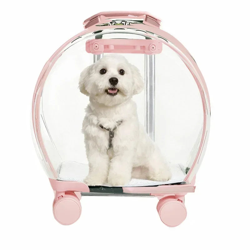 Puppy Move Trolley Cat Carriers Transparent Pet Backpack Animal Transportation and Goods for Travel Pet Supplies with Wheels