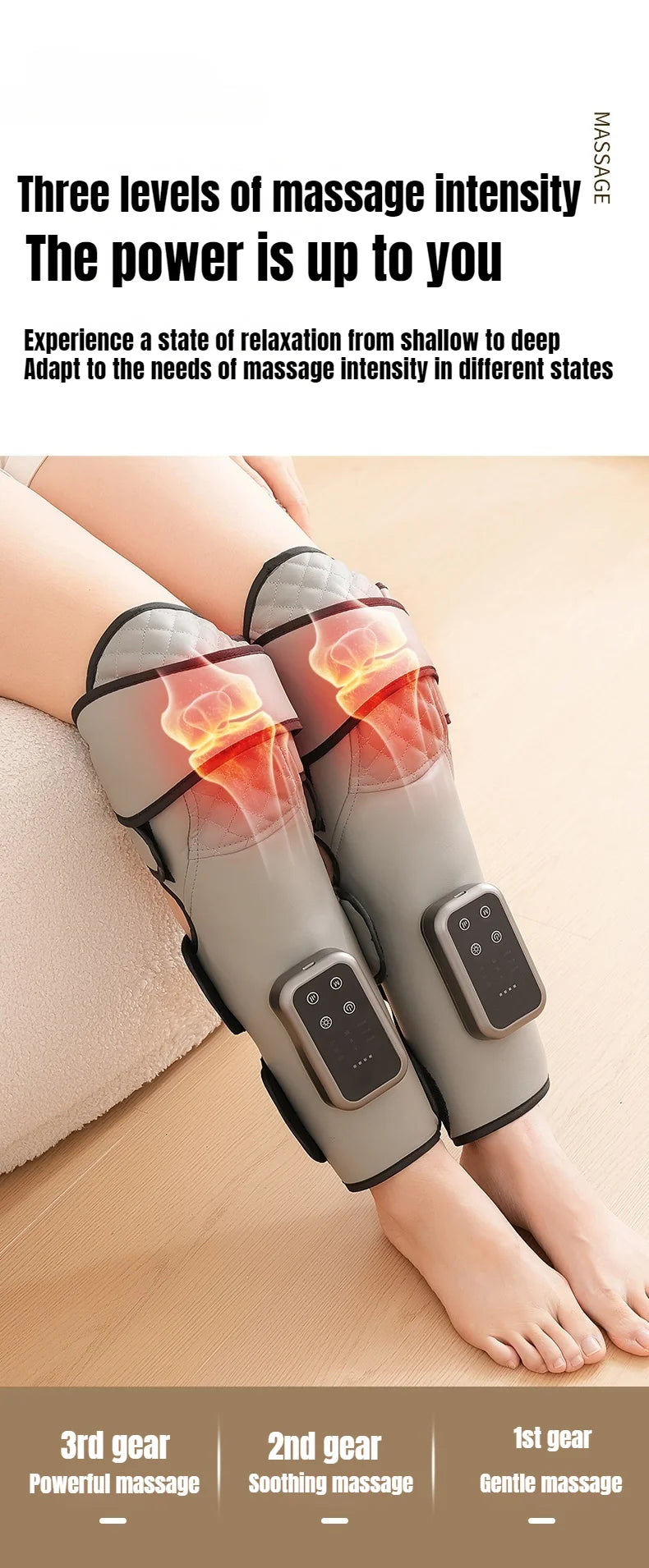 Wireless Knee and Calf Massager Heated Air Pressure 360° Wrap Portable Physiotherapy Device for Cold Legs Joints