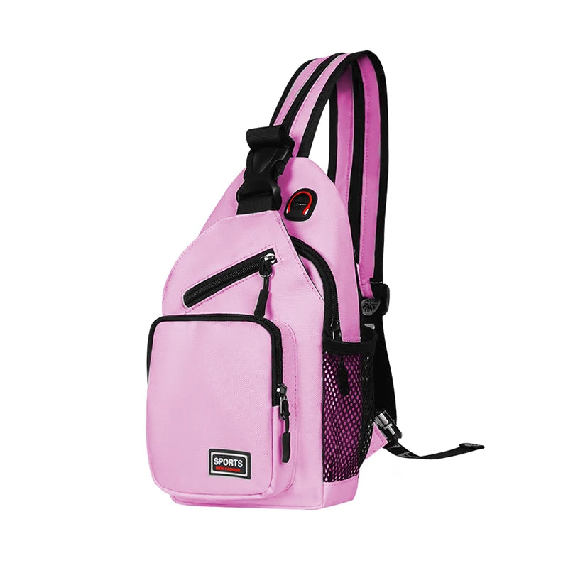 Women Chest Bags Adjustable Backpack and Single Shoulder Bag With Earphone Hole Girl Small Sports Travel Messenger Oxford Bag