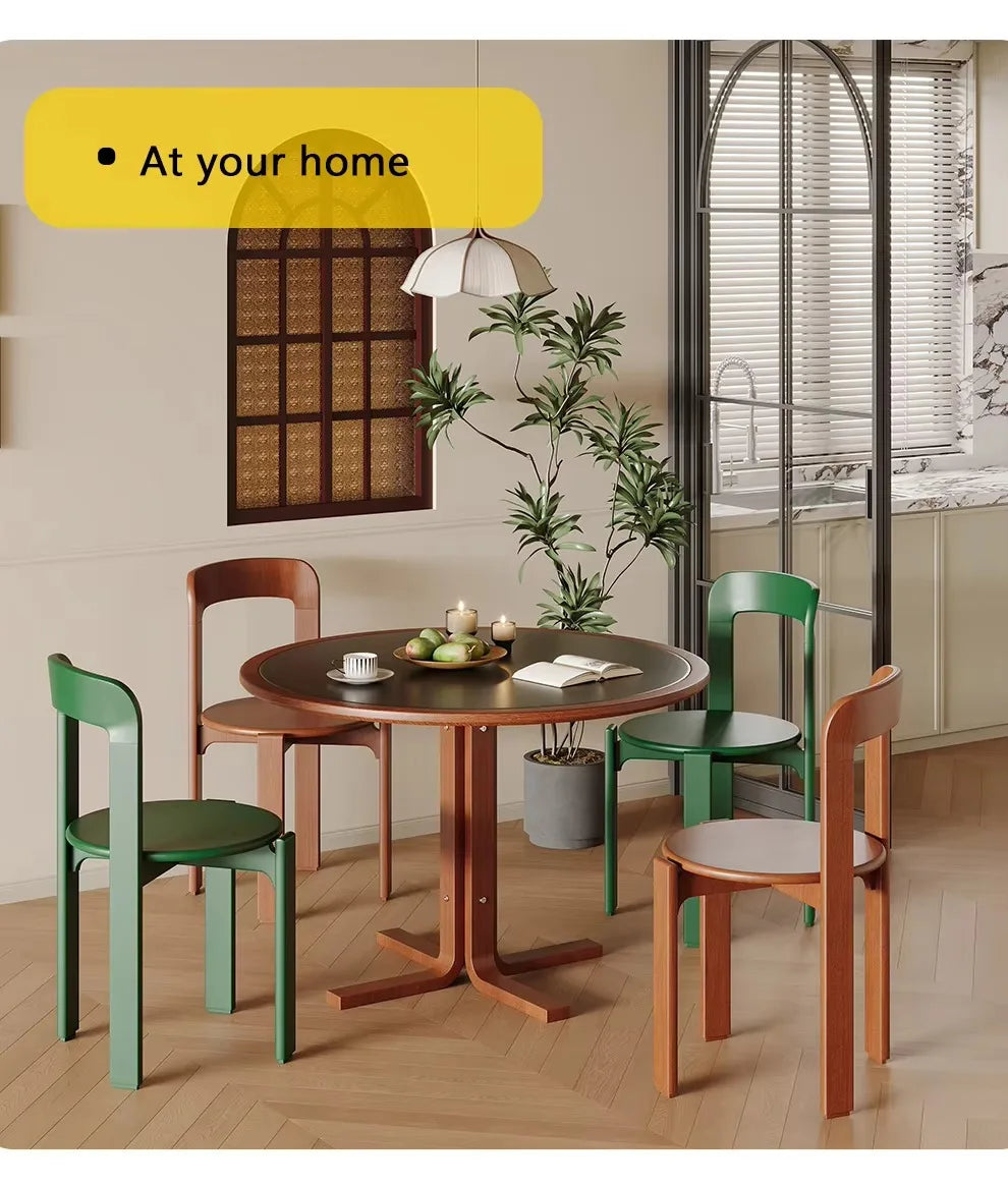 Rey Chair Nordic Beech Solid Wood Plywood Dining Stackable Vintage Curved Backrest Swiss Chair