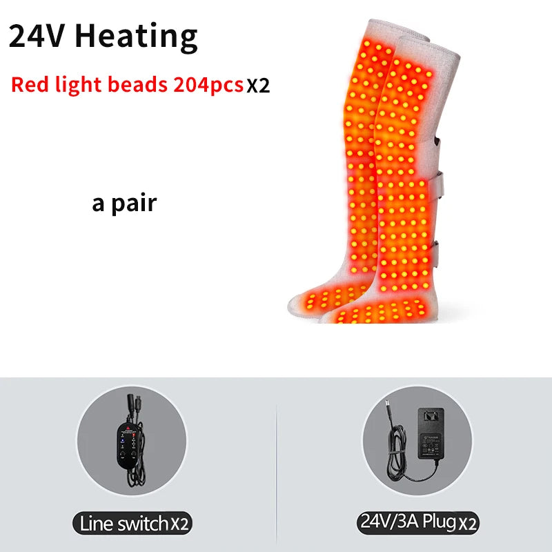 Red Light Therapy Heating Leg & Foot Wrap Electric Heating Knee Brace - Relieve Cold Leg Arthritis Pain with 3-Zone Heat Warm