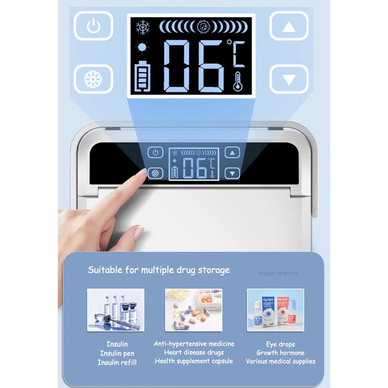 Portable Double-deck Insulin Refrigeration Box Car Mounted Household Travel Small Rechargeable Medicine Refrigeration Cold Tool
