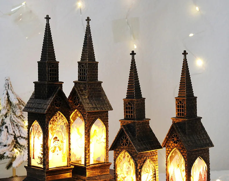 2025 Christmas LED Night Light Lantern Lamp Table Ornament Santa Claus Snowman Vintage Light Table for Home Xmas Navidad Gifts