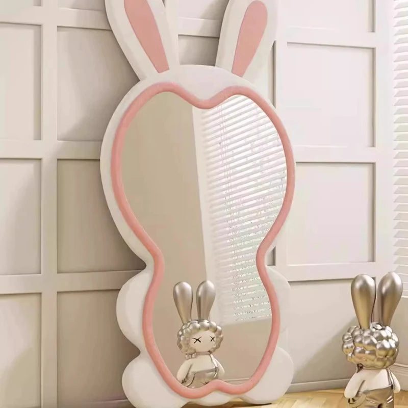 Rabbit exterior design whole body mirror large Cream style high-end elegant Floor standing full-length mirror bedroom furniture