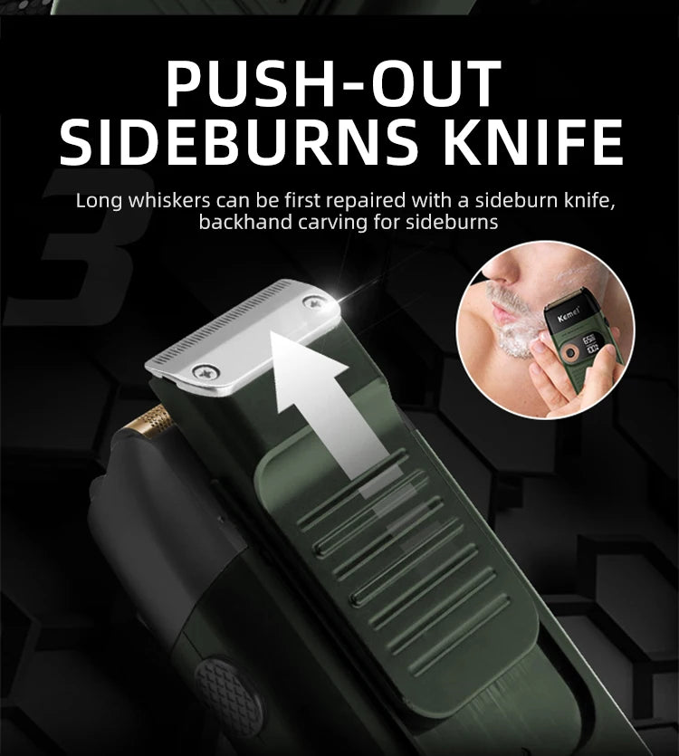 Kemei 2 in 1 Rechargeable Electric Shaver LCD Display Portable Cordless Men Reciprocating Razor Beard Trimmer