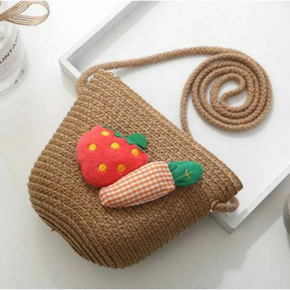 Kids Cute Hand Bag Children's Weave Shoulder Bags Fashion Straw Cross Bag For Girls Made From Natural
