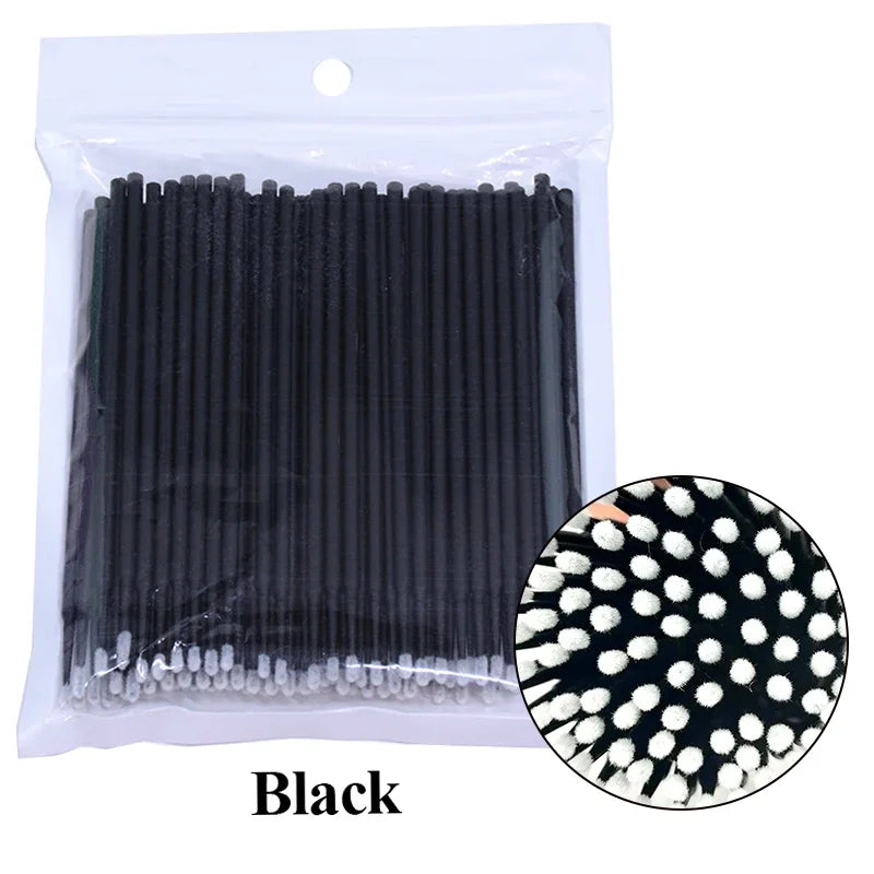 100Pcs Eyelash Cleaning Brush Lash Extension Micro Cotton Swab Individual Eyelashes Microbrush Beauty Makeup Clean Remover Tools