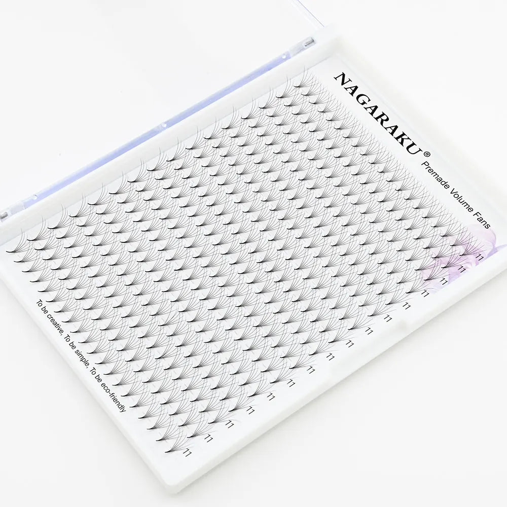 NAGARAKU Sharp Narrow Stem Premade Fans Eyelash Extension 5D 6D 10D Thin Pointy Base Russian Fans Ready Russian Volume