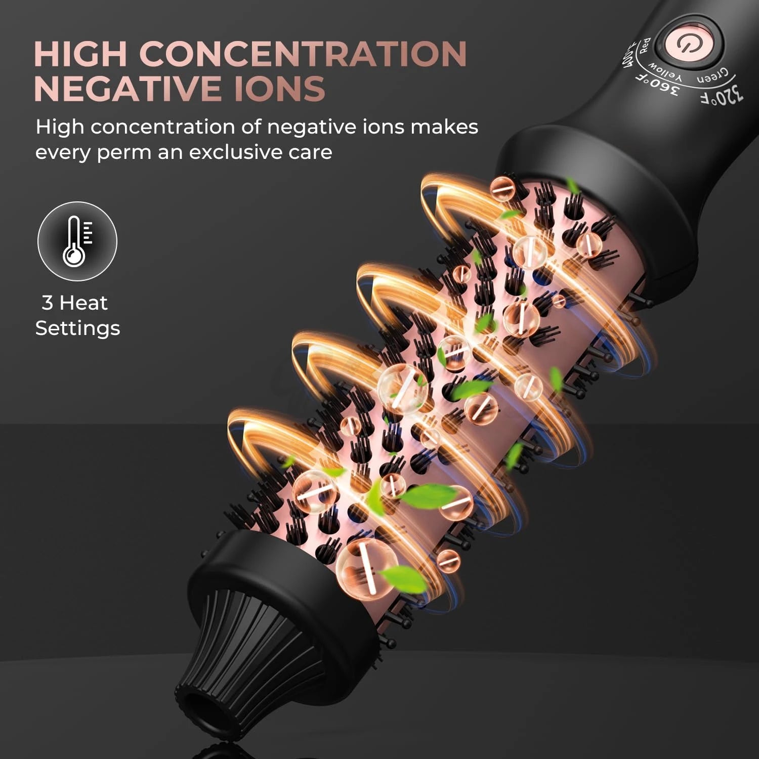Voluminous Thermal Brush for Curling Hair, 1.25 Inch Ceramic Tourmaline Ionic Heated Curling Iron Comb with LCD Display, Adjusta