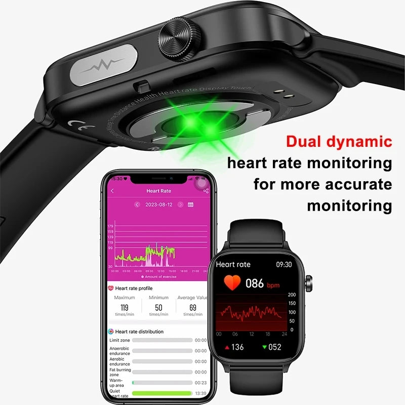 2024 New ECG+PPG Medical Grade Smart Watch Men Blood Glucose Blood Lipid Uric Acid Monitoring Bluetooth Call Health Smartwatches