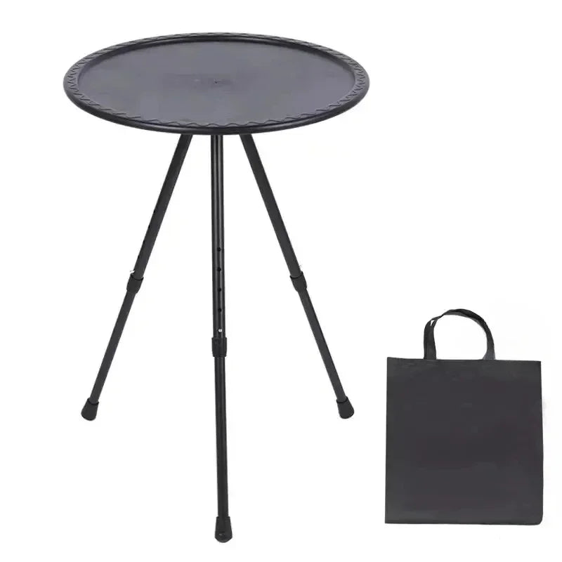Tea Table Round Table with Lamp Outdoor Portable Stand Camping Elevated Leisure Foldable Picnic Garden Mini Coffee Dining Tables