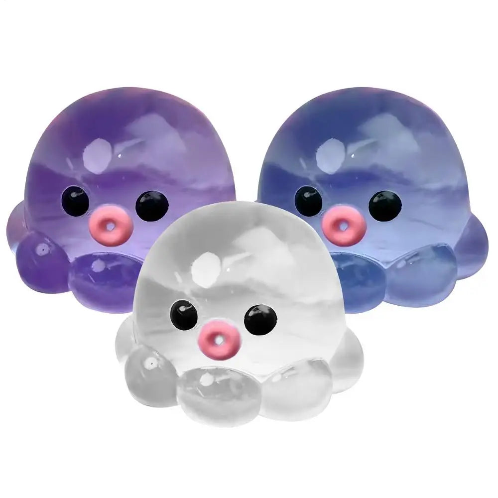 Octopus Squeeze Fidget Toy Rubber Clear Crystal Octopus Hand Relax Toy Homemade Bubble Hairstyle Game For Kids Adults Pinch Toy