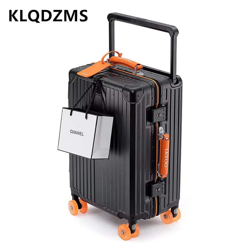 KLQDZMS Carry-on Travel Luggage 20"24"28 Inch Aluminum Frame Large Capacity Trolley Case PC Boarding Box Multi-function Suitcase