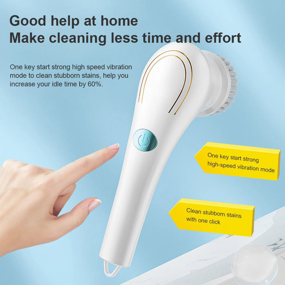 Multifunctional Electric Cleaning Brush 5 In 1 Power Scrubber For Kitchen Bathroom Tile Grout Car Interior And Outdoor Deep Clea