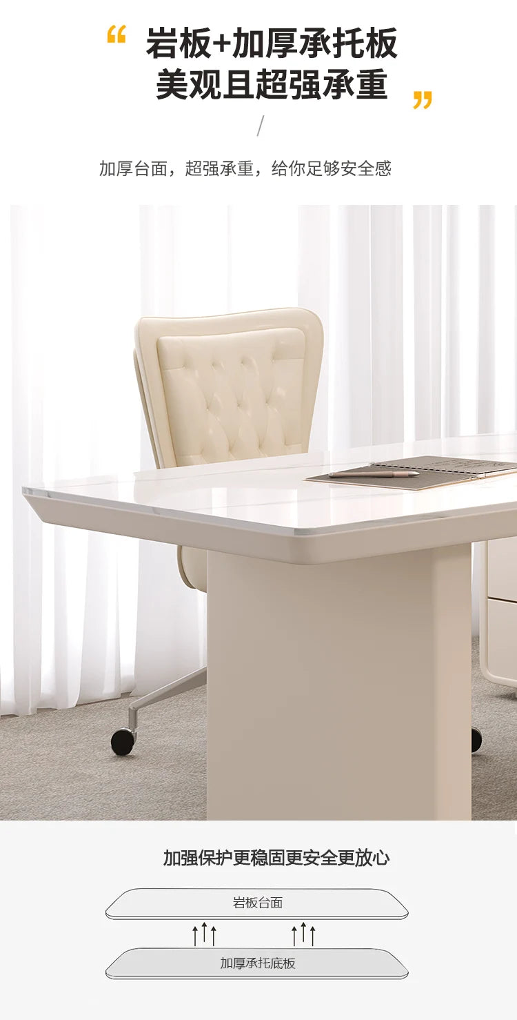 White minimalist office desk modern Elegant high-end design executive desk Mid century luxurymesa ordenador interior furniture