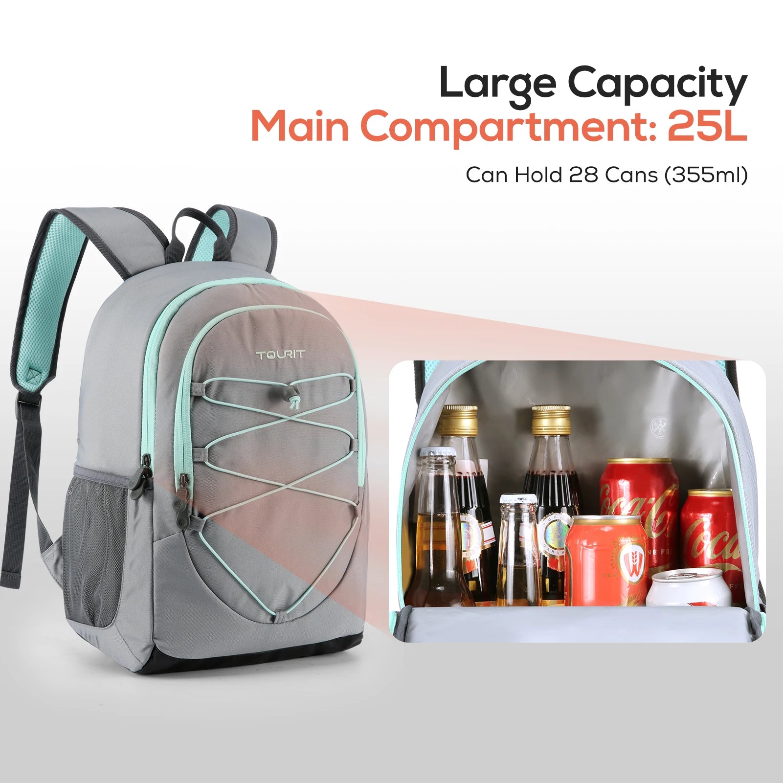 TOURIT 30L Thermal Backpack Cooler bag for drinks Insulated Bag Travel Beach Beer Leak-proof Food lunch Bags Portable Coolers