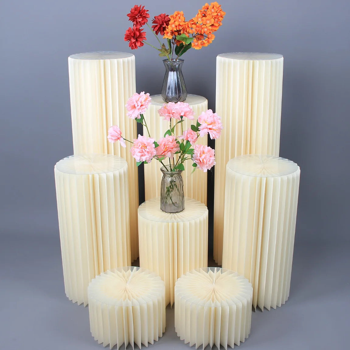 Sturdy Cardboard Column with Clear Acrylic Plate Reusable Cylinder Stands for Party,Cake Stand Pillar for Birthday Dessert Cake