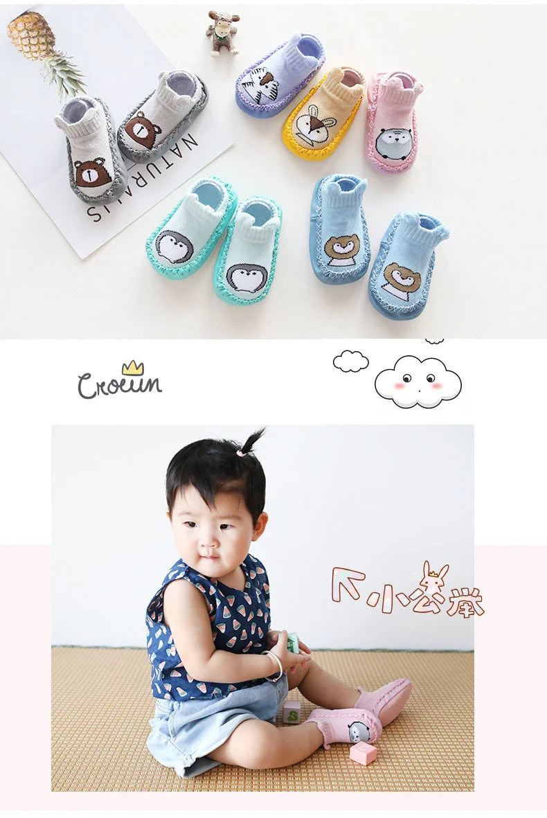 Baby Socks Slippers With Rubber Soles Girl Boy Infant Newborn Children Floor Socks Shoes Anti Slip Soft Sole Toddlers Indoor