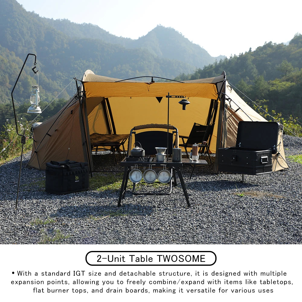 2-Unit Folding Camping Table, Aluminum Top Modular & Expandable, Lightweight, Compact, Durable, IGT Outdoor Table