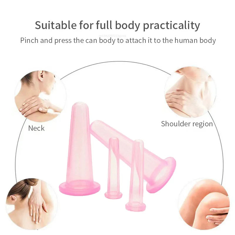 Silicone Vacuum Cupping Massage Jars Anti Cellulite Massage Facial Suction Cups Face Neck Lift Skin Scraping Guasha Anti Wrinkle