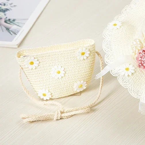 Crossbody Bag New Summer Children Beach Flower Straw Bag 3-7 Old Years Lovely Kids Holiday Travel Beach Bags