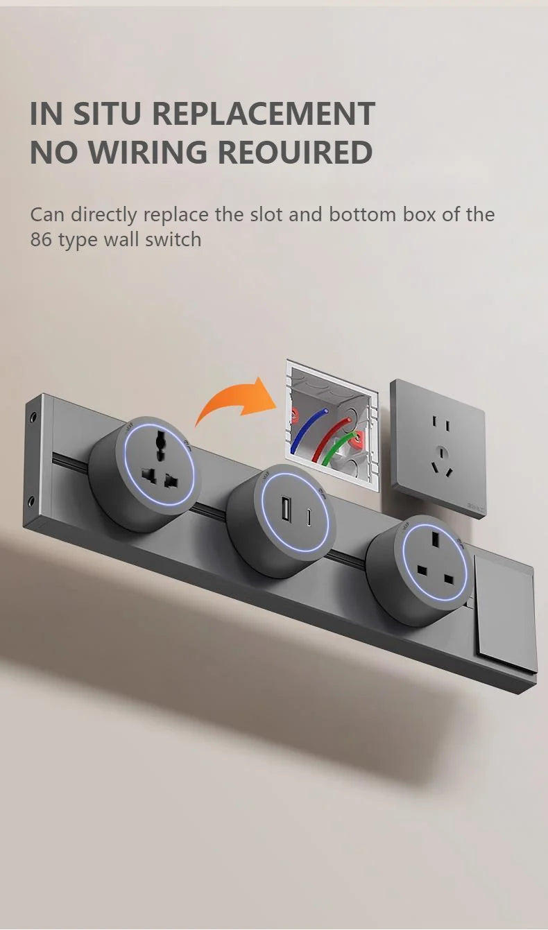 Universal Home Kitchen Bathroom Office Sockets Pop Replaceable High-end Quality Wall Power Track Socket EU UK FR US THA Standard