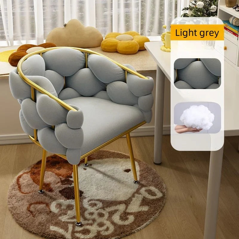 Nordic Metal Living Room Chair For Living Room Soft Upholstered Backrest Chairs Light Luxury Back Leisure Household Armchair