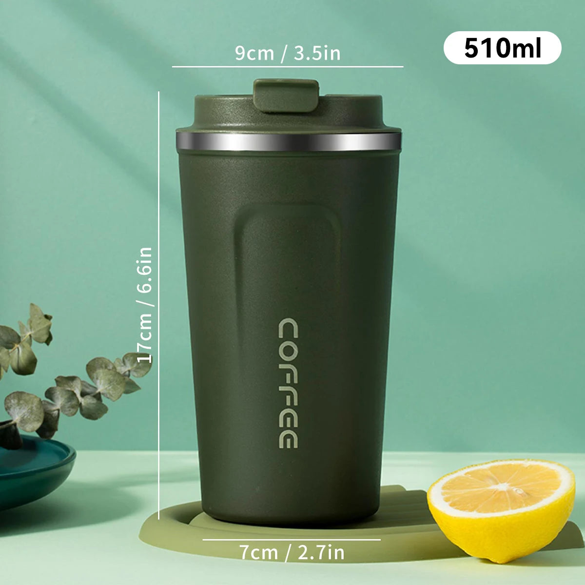 WORTHBUY 510ML 304 Stainless Steel Thermos Water Cup Portable Tumbler Leak-proof Drinkware Double Wall Insulated Coffee Mug