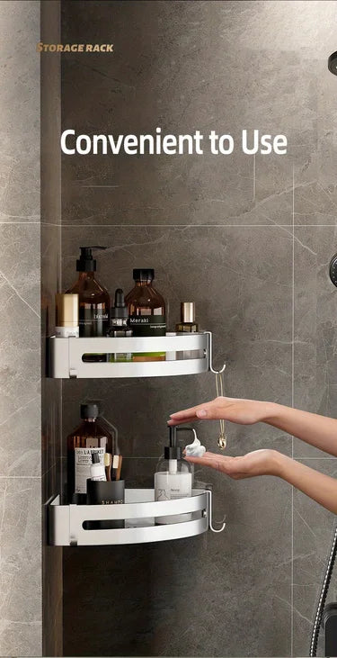 1 Piece Of White Storage Rack For Bathroom Storage Bathroom Partition Wall Mounted Triangular Square Bathroom Accessory