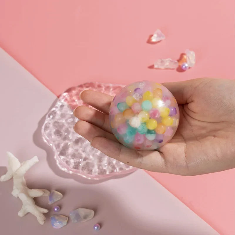 6cm Kids Exotic Pinch The Rainbow Bead Pressure Reducing Ball Vent Ball Decompression Toy TPR Pinch Le Grape Ball Adult Toys