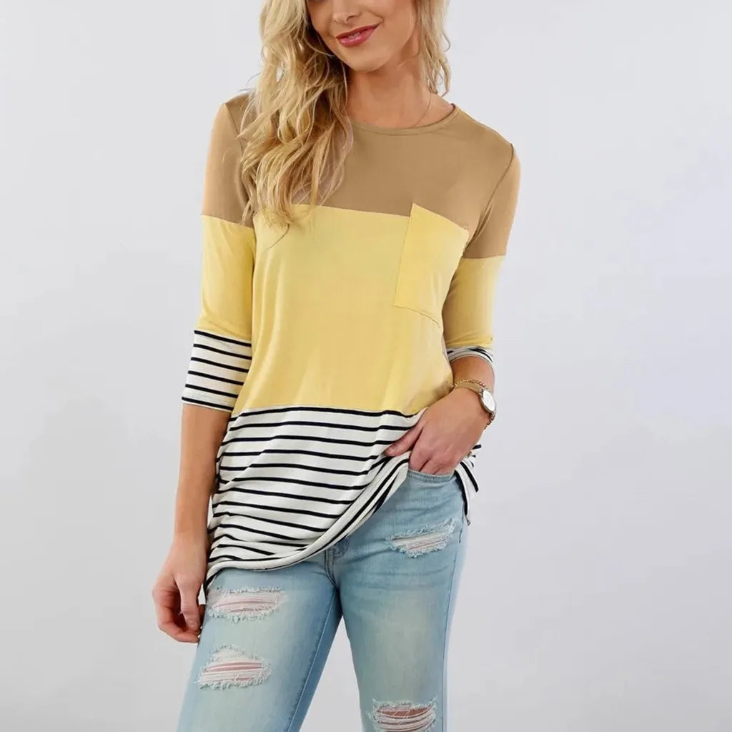 Fashion Pregnant Women Stiching Color Breastfeeding Nursing T Shirts Casual Loose Long Sleeve Tee Tops For Maternity