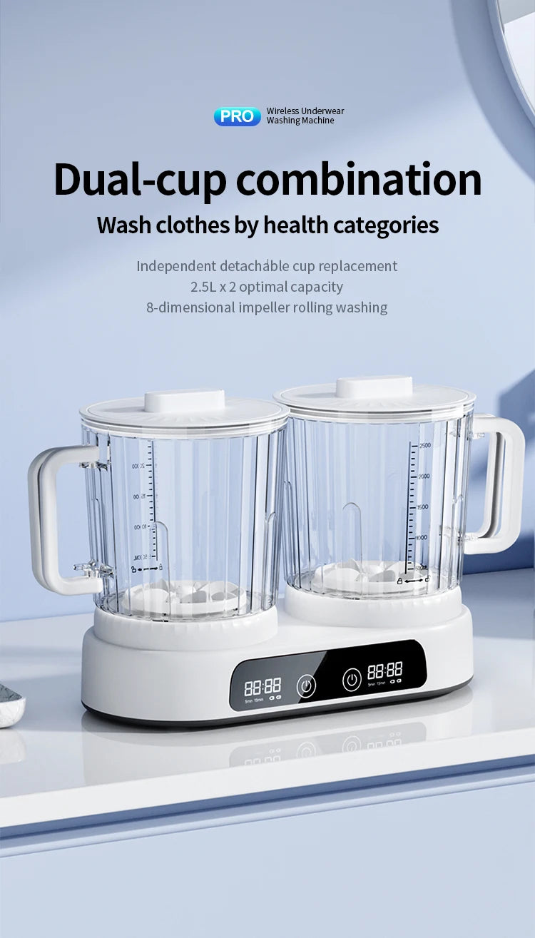 U10 Double Barrel Mini Washing Machine LED Digital Display Small Semi Automatic Wheel Home Dormitory Portable Washing Machine.