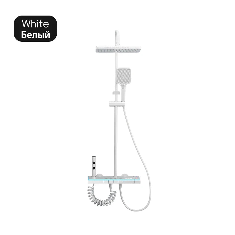 Luxury Bathroom Shower Faucet Set Smart Temperature Display Rainfall Shower System Rain Waterfall LED Bathtub Mixer Tap Showers