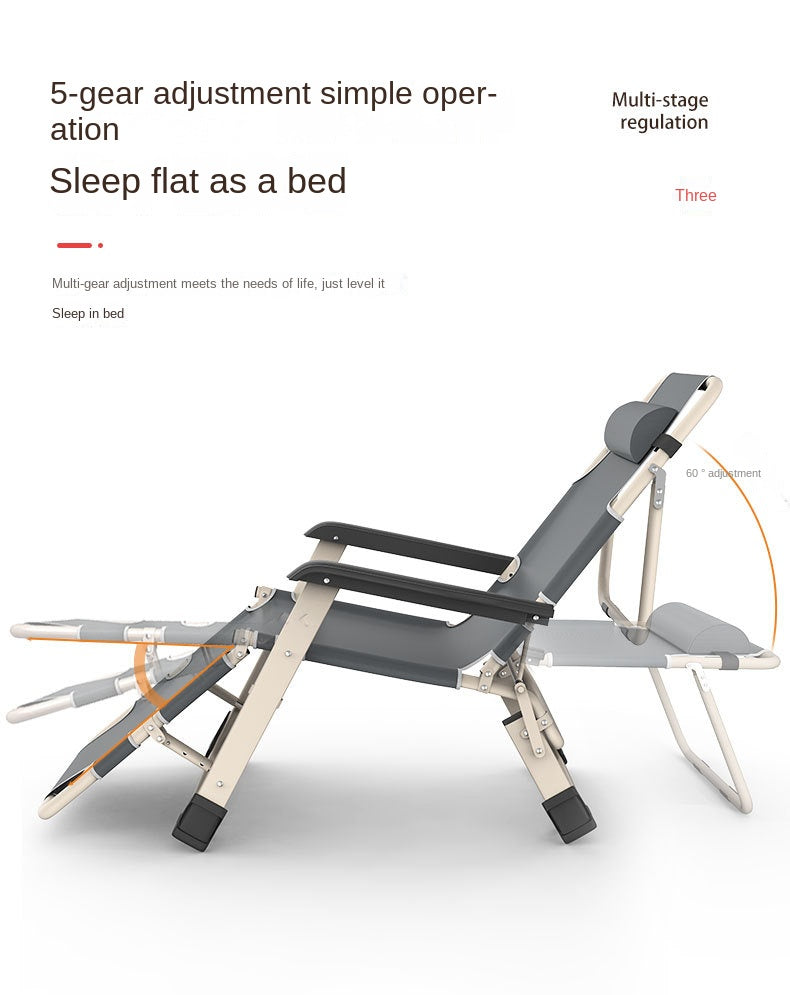 UVR Recliner Foldable Outdoor Beach Chair Office Lunch Chair Home Computer Chair Backrest Chair Adjustable Balcony Armchair Bed