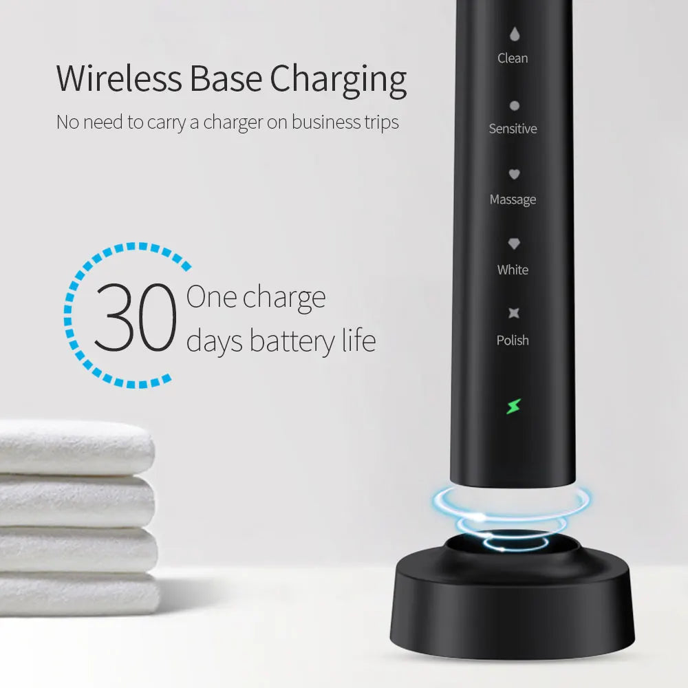 Sonic Electric Toothbrushes for Adults Smart TimerTeeth Whitening Toothbrush IPX7 Waterproof 6 Replaceable Heads Set