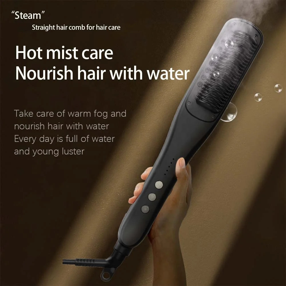 Hot Sale PTC Heating Smart Steam Hair Straightener Brush Smoothing Flat Iron Curly Hair Straightening Comb Electric Hair Brushes