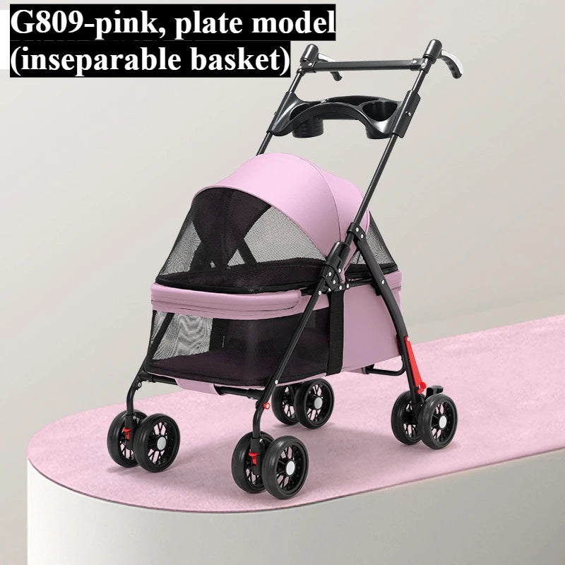 Lightweight Pet Stroller for Cats & Dogs - Foldable Dog Cat Carrier for Small Pets like Teddy & Puppies