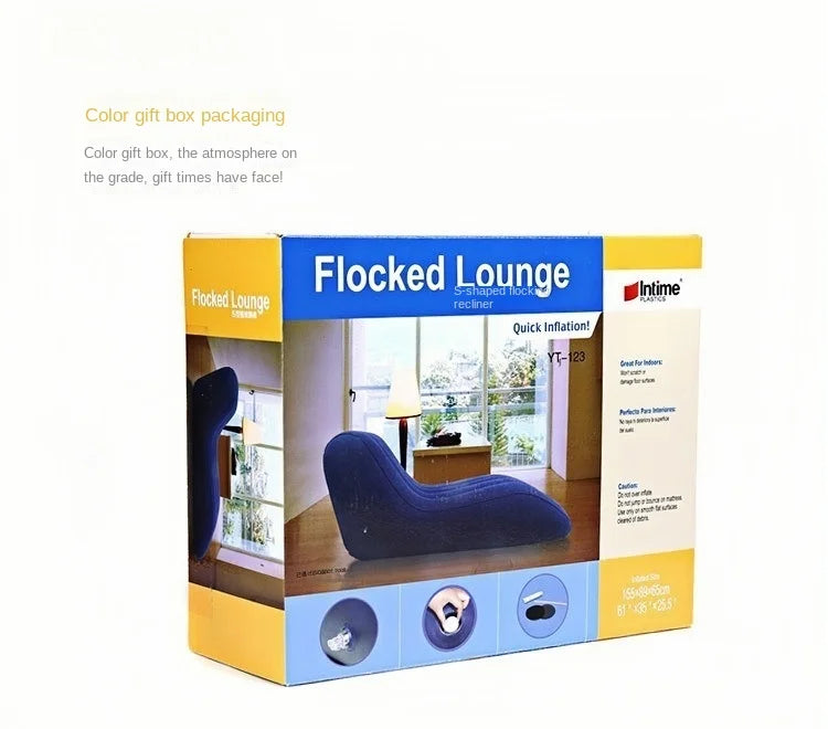 Leisure Inflatable Sofa Thickened Plush Lazy Sofa, S-Shaped Portable Inflatable Sofa Lounge Chair, Leisure and Comfortable Type