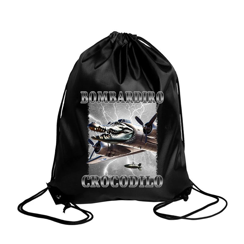 Tralalero Tralala Drawstring Backpack Tungtung Sahur Brainrot Kids Cartoon Travel Shoulders Bag New Outdoor Sport Rucksack Gift