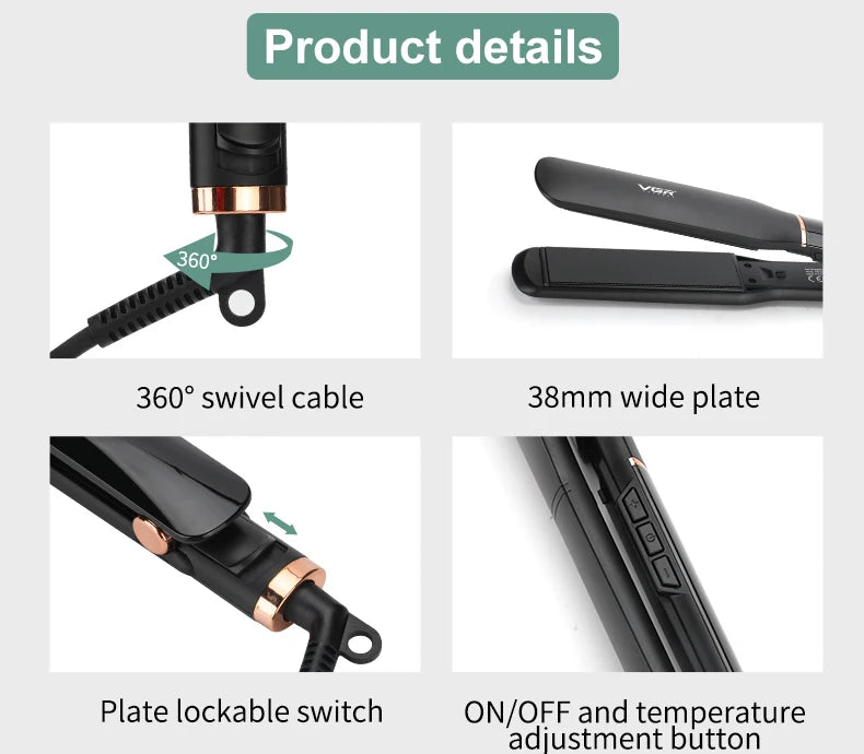 VGR Small Flat Iron Short Hair Pencil Flat Iron Mini Hair Straightener Tiny Hair Straightening Ceramic Beard Straightene V-519