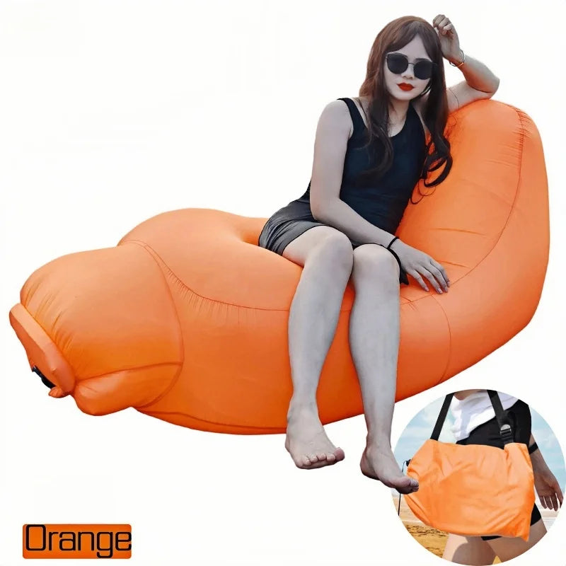 New Explosion-Proof Inflatable Lounge Chair, Light Luxury Portable Lazy Inflatable Bed That Can Sit or Lie Down, Beach, Hiking
