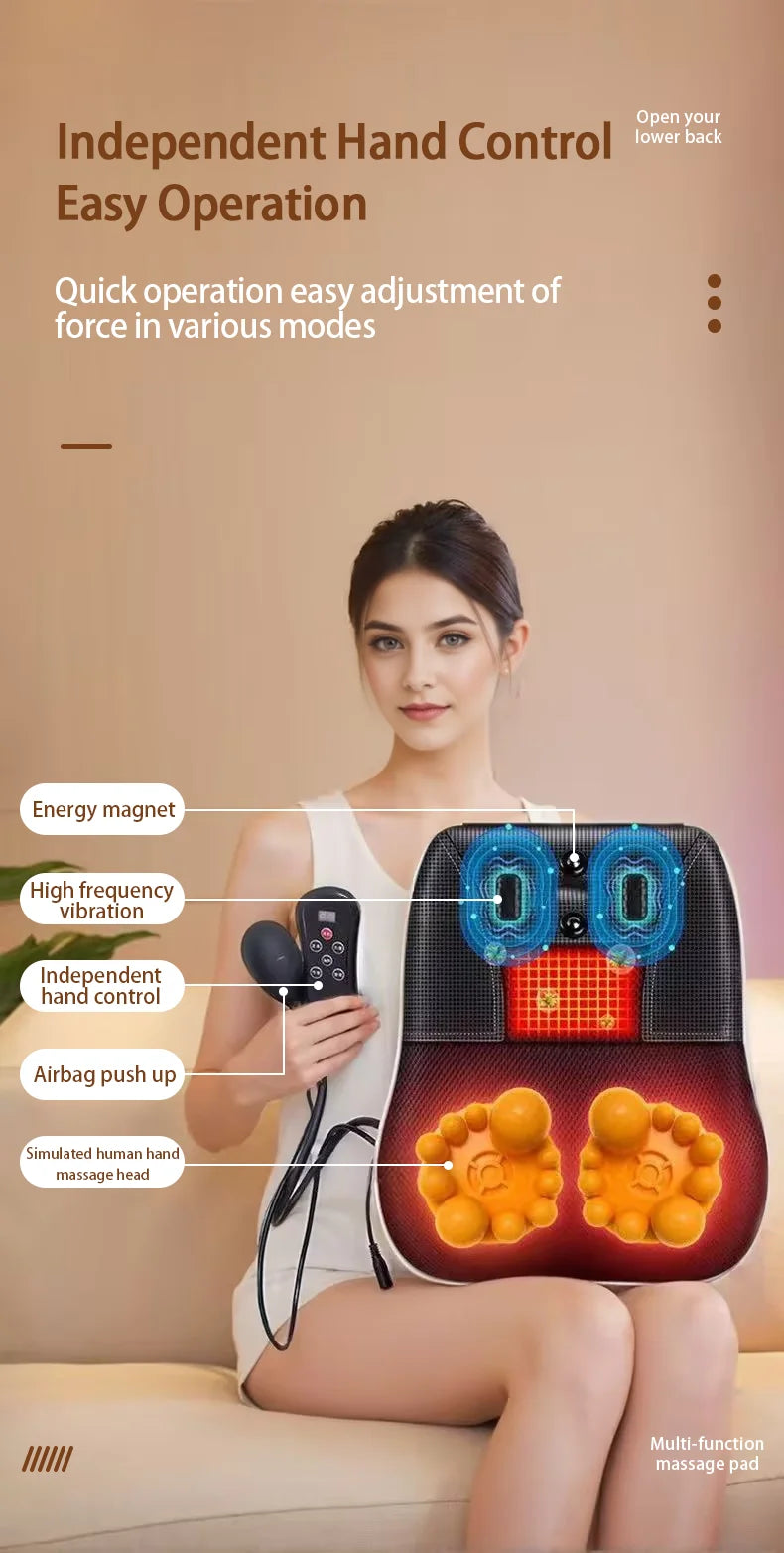 Electric Massage Neck Pillow Shiatsu Head Cervical airbag Ttraction Body Back Waist Massager Car with Heating Vibrating Massage