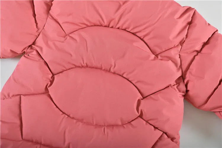 5-14 Years Old Winter Boys Girls Jacket Long Style Hooded Fur Collar Colorful Heavy Coat For Kids Children Outerwear