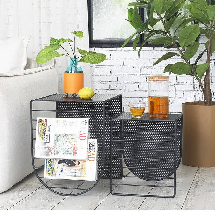 Nordic Multifunctional Wrought Iron Sofa Coffee Table Home Living Room Furniture TV Cabinet Combination Coffee Table Decoration