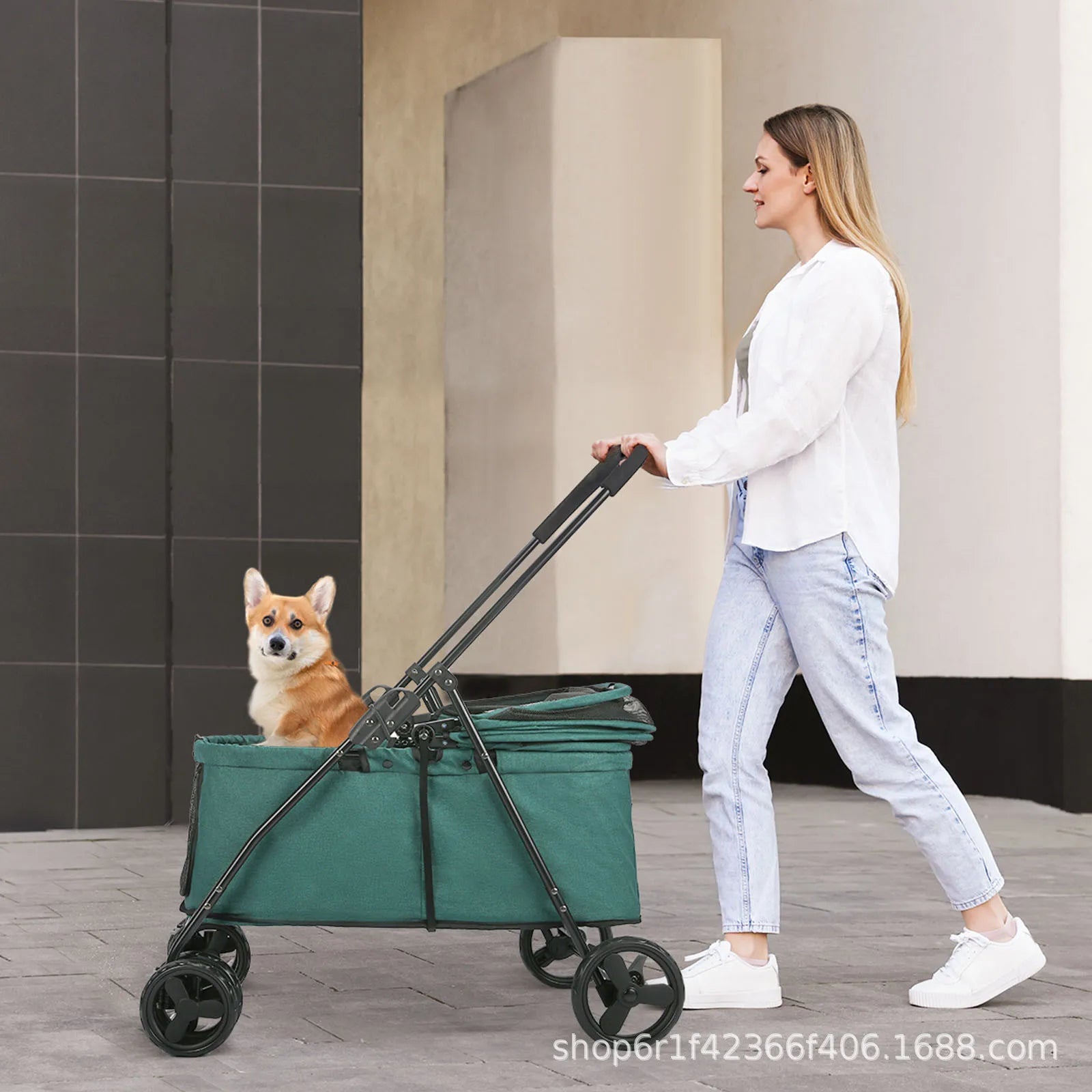 Large Pet Travel Strollers Foldable Enlarged Dog Cart Artifact Large Space for Easy Folding and Portable Travel Pet Products