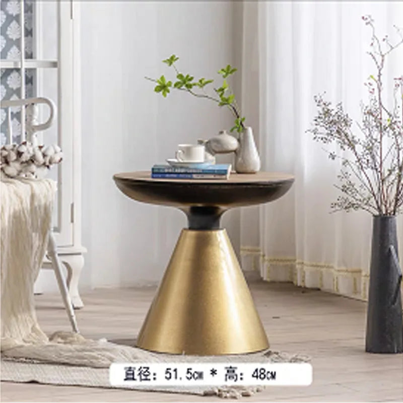 IHOME Retro Small Family Living Room, Small Wooden Table, Coffee Table Beside Sofa, Home Stay Balcony, Leisure Iron Tea Table