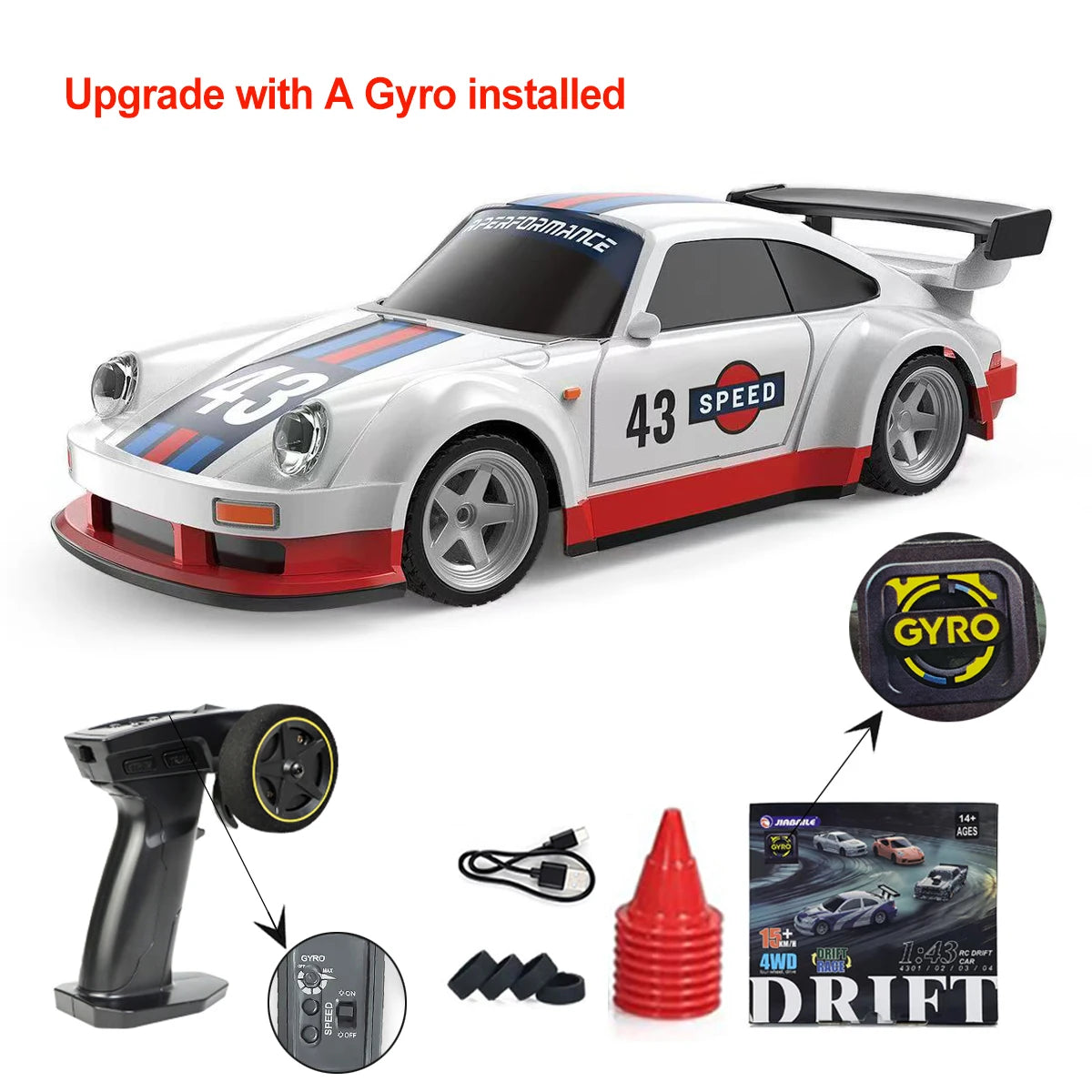 Upgraded Gyro 1/43 RC Drifting Car Racing RTR 4WD High Speed Radio Control Model 2.4G Drift Race Vehicle Mini Gifts