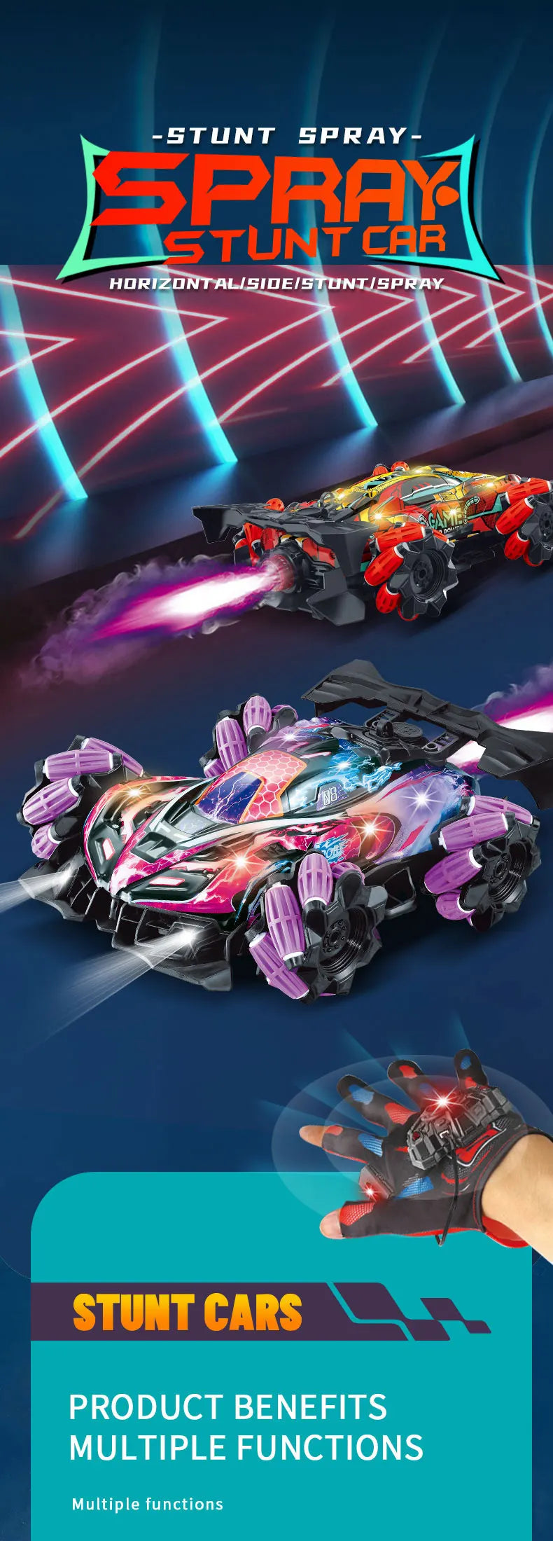 NEW F1 Drift RC Car with LED Light Wheel Music 2.4G Glove Gesture Wireless Remote Control Electrospray Stunt Car  4WD Toys